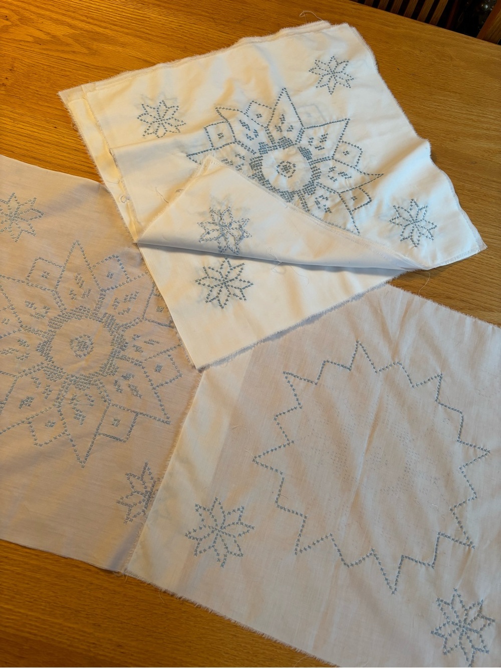 Vintage Cross Stitch Quilt Squares – Set of 12 + 1 | Star / Snowflake Pattern